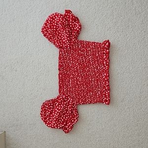 Zaful Red Daisy Pattern Crop Top